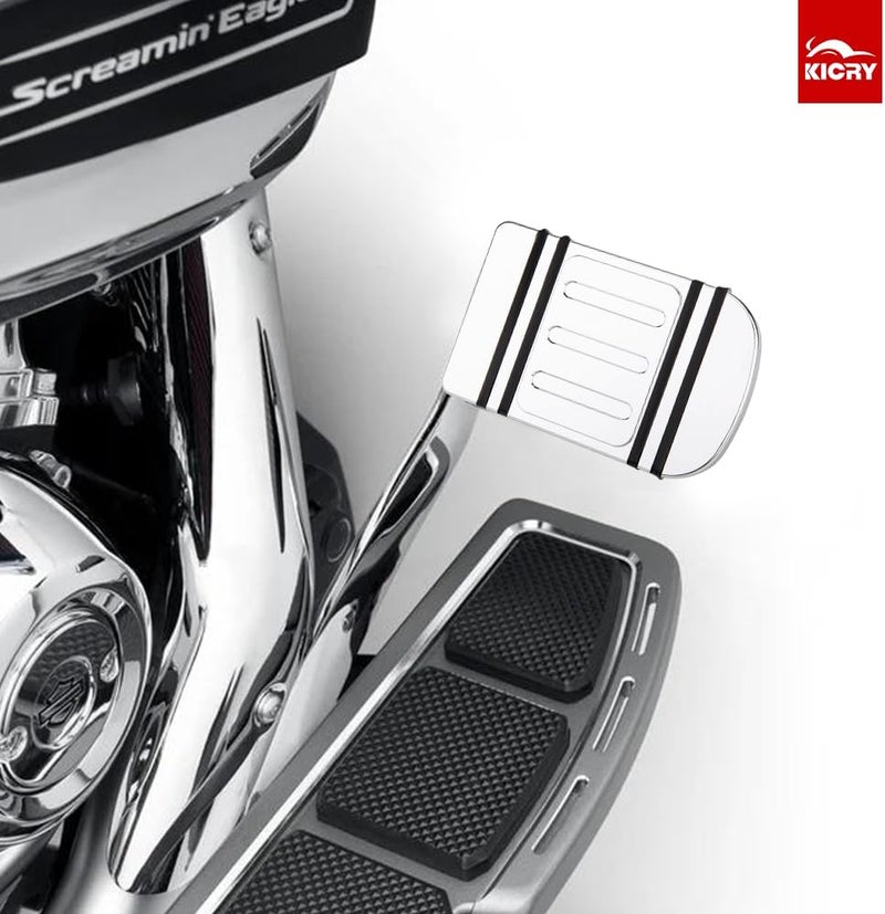 KICRY Brake Pedal Cover Compatible with Harley softail Heritage Springer Fit Fat Boy Deluxe FLSTN Road King FLHR Road Glide FLTR Pads Cover (D-Chrome Kit) - Image 4